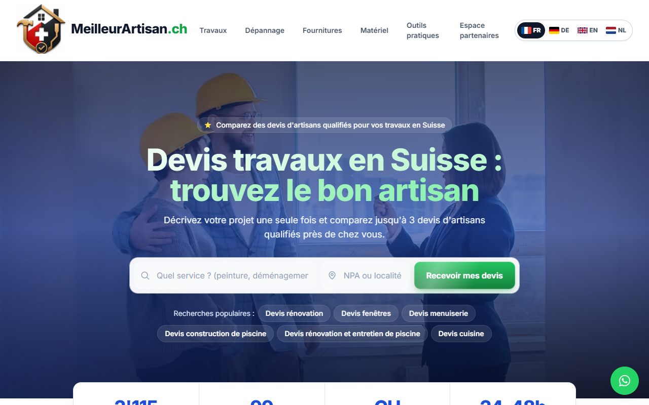 Aperçu du site meilleurartisan.ch
